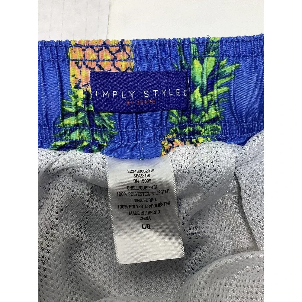 Men's Swim Trunks Blue Pineapple Size Large Sears